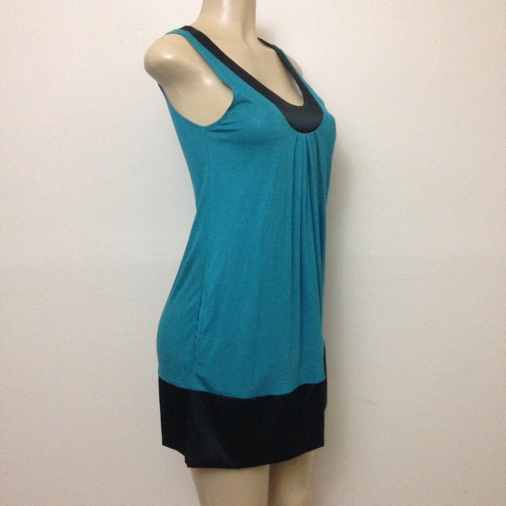 Express Dress S Shift Teal Black Satiny Trim